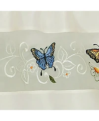 Kate Aurora Embroidered Butterflies & Sunflowers Complete 3 Piece Kitchen Curtain Tier & Valance Set