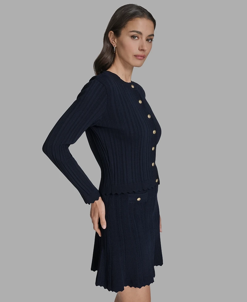 Bcbg Women's Textured-Knit Cropped Cardigan