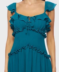 B Darlin Juniors' Flutter-Strap Chiffon Tiered A-Line Mini Dress