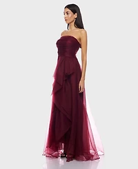 B Darlin Juniors' Asymmetric Drape Strapless Ball Gown, Created for Macy's