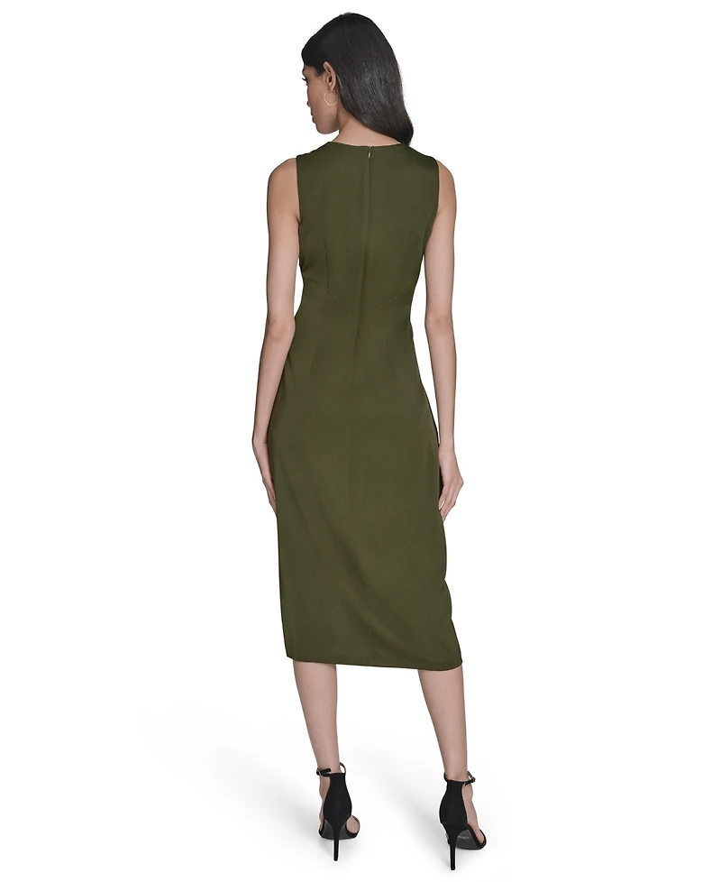 Vince Camuto Petite Satin Sleeveless Draped Midi Dress