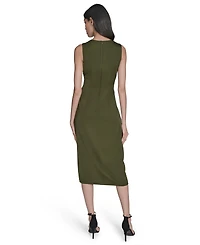 Vince Camuto Petite Satin Sleeveless Draped Midi Dress