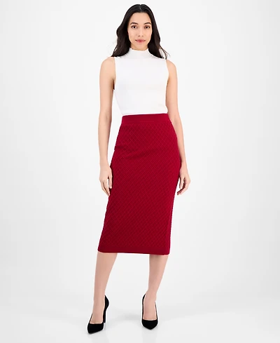 Anne Klein Women's Pull-On Cable-Stitch Midi Skirt