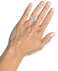 Men's Diamond Two Row Ridge Texture Band (1 ct. t.w.) in 10k Two-Tone Gold