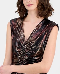 Anne Klein Women's Printed Metallic Sleeveless Midi Dress