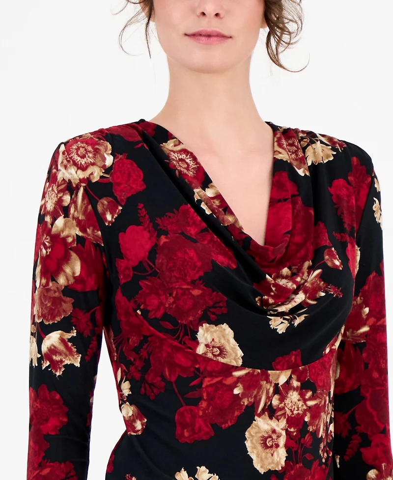 Anne Klein Women's Floral Cowl-Neck Top