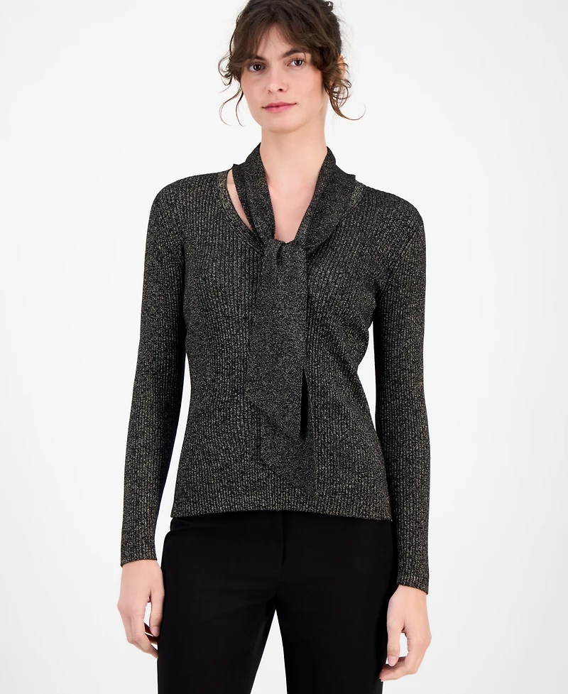 Anne Klein Women's Ribbed Scarf Sweater