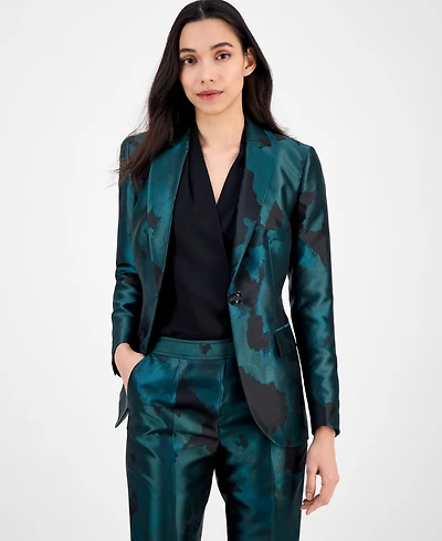 Anne Klein Women's Jacquard Single-Button-Front Blazer