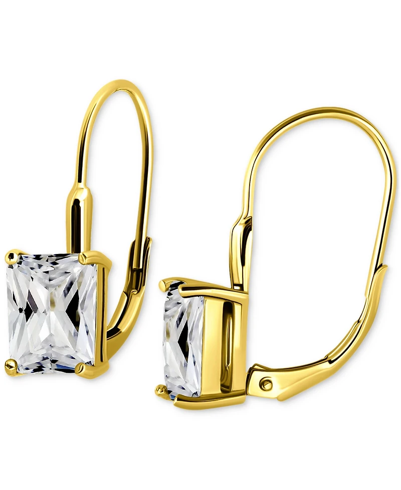 Giani Bernini Cubic Zirconia Octagon Leverback Drop Earrings in 18k Gold-Plated Sterling Silver, Macy's Exclusive