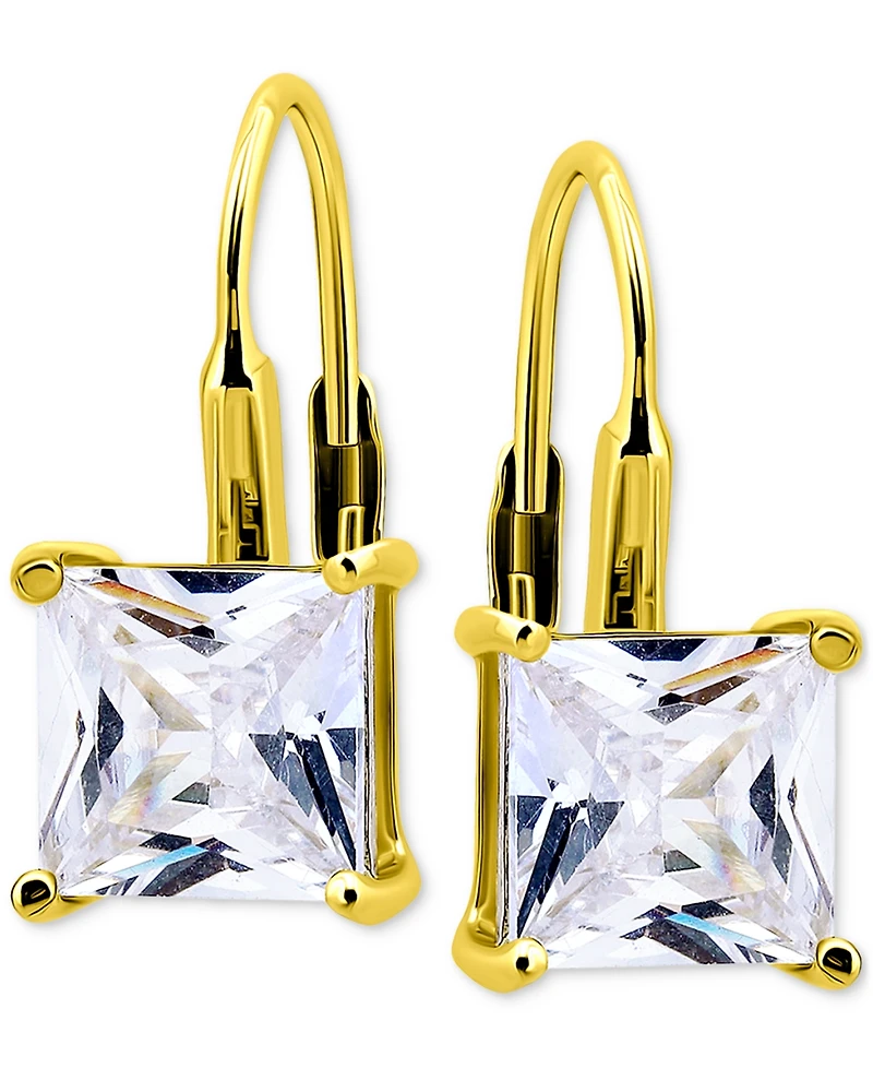Giani Bernini Cubic Zirconia Square Leverback Drop Earrings in 18k Gold-Plated Sterling Silver, Macy's Exclusive