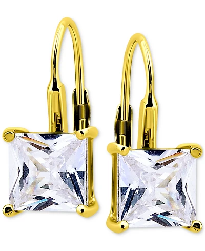 Giani Bernini Cubic Zirconia Square Leverback Drop Earrings in 18k Gold-Plated Sterling Silver, Macy's Exclusive