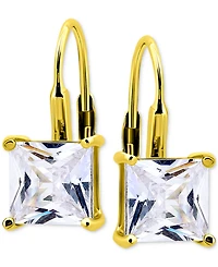 Giani Bernini Cubic Zirconia Square Leverback Drop Earrings in 18k Gold-Plated Sterling Silver, Macy's Exclusive