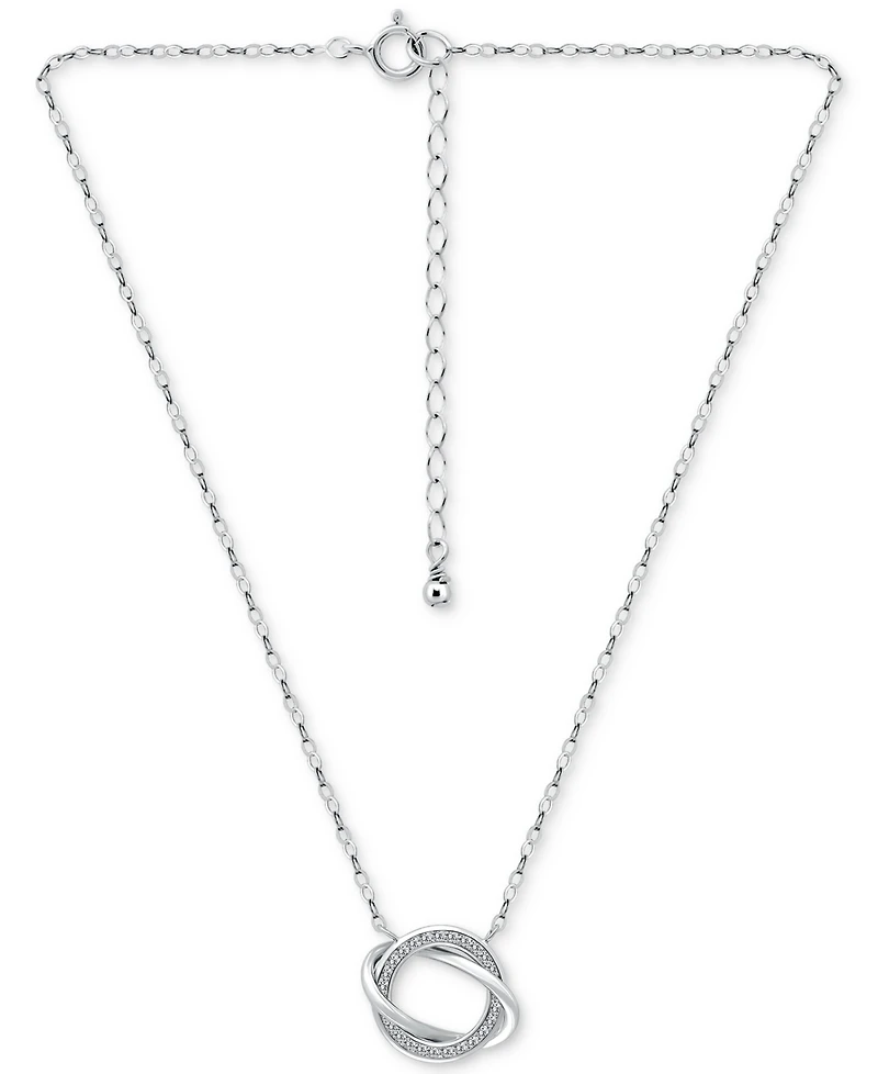 Giani Bernini Cubic Zirconia Love Knot Pendant Necklace in Sterling Silver, 16" + 2" extender, Exclusively at Macy's