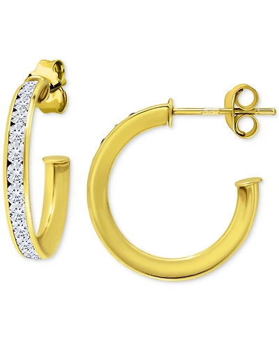 Giani Bernini Cubic Zirconia Channel Set Small Hoop Earrings Sterling Silver, 0.79", Macy's Exclusive