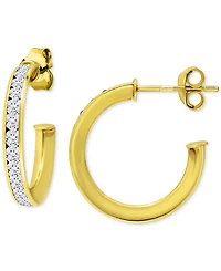 Giani Bernini Cubic Zirconia Channel Set Small Hoop Earrings Sterling Silver, 0.79", Macy's Exclusive