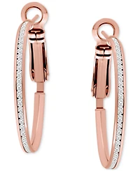 Giani Bernini Cubic Zirconia Channel Set Narrow Medium Hoop Earrings Sterling Silver, 1.2", Macy's Exclusive