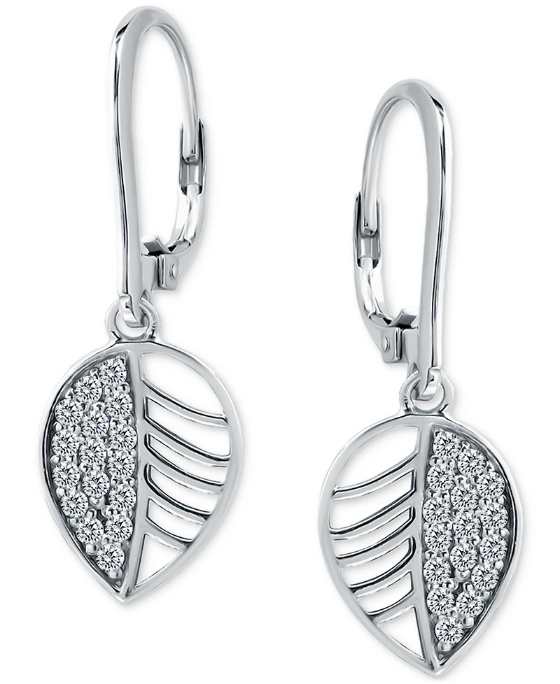 Giani Bernini Cubic Zirconia Leaf Drop Earrings in 18k Gold-Plated Sterling Silver, Macy's Exclusive