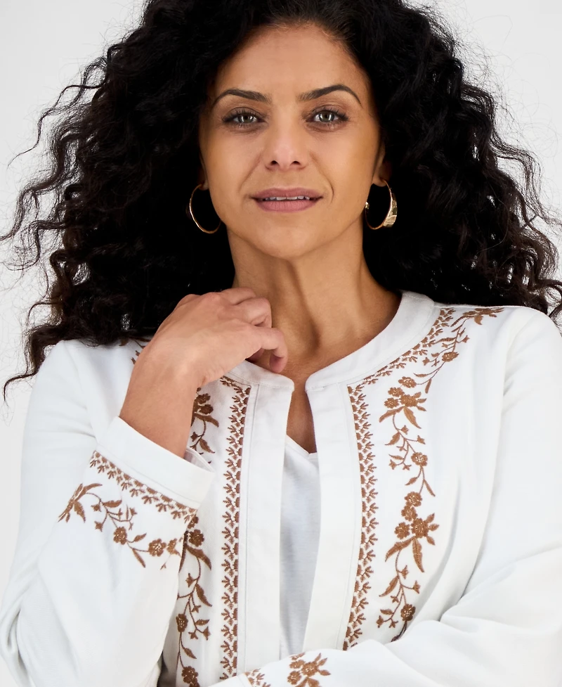 Style & Co Petite Embroidered Edge Jacket, Macy's Exclusive
