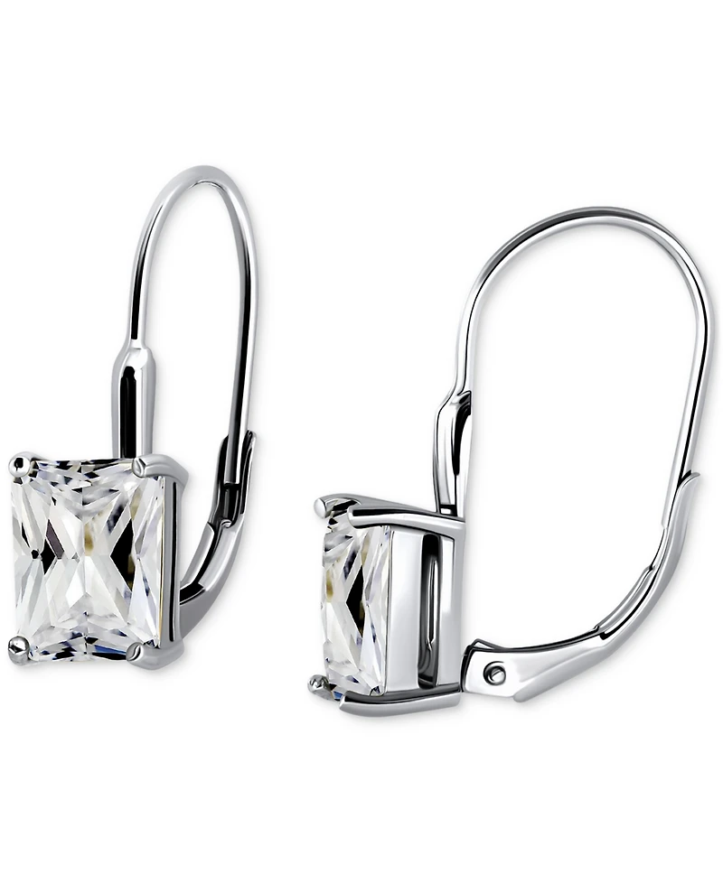 Giani Bernini Cubic Zirconia Octagon Leverback Drop Earrings in Sterling Silver, Macy's Exclusive
