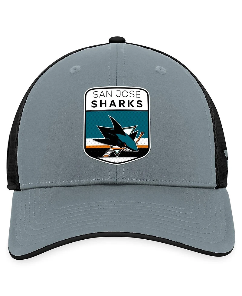 Fanatics Men's Gray/Black San Jose Sharks Authentic Pro Home Ice Trucker Adjustable Hat