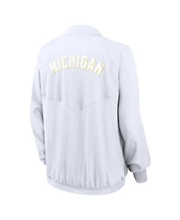 Jordan Women's White Michigan Wolverines Statement Bomber Raglan Full-Zip Jacket