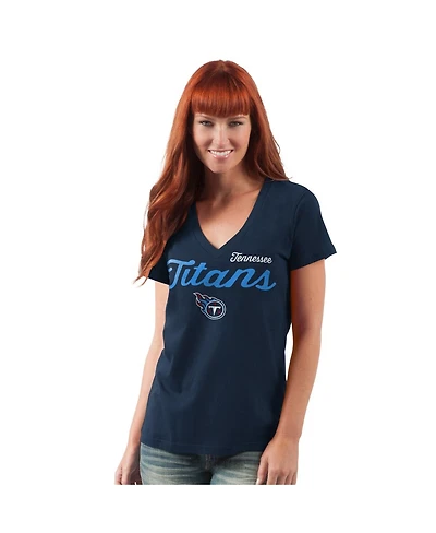 G-iii 4Her by Carl Banks Women's Navy Tennessee Titans Post Season V-Neck T-Shirt