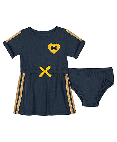 Colosseum Baby Boys and Girls 2-Piece Navy Michigan Wolverines Xur Dress Bloomer Set