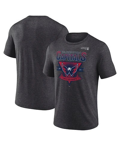 Fanatics Men's Heather Charcoal Washington Capitals 2025 Stanley Cup Playoffs Crossbar Tri-Blend T-Shirt