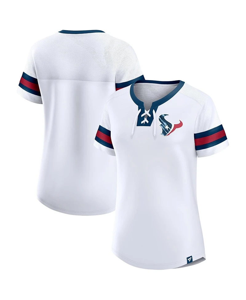 Fanatics Women's White Houston Texans Sunday Best Lace-Up T-Shirt