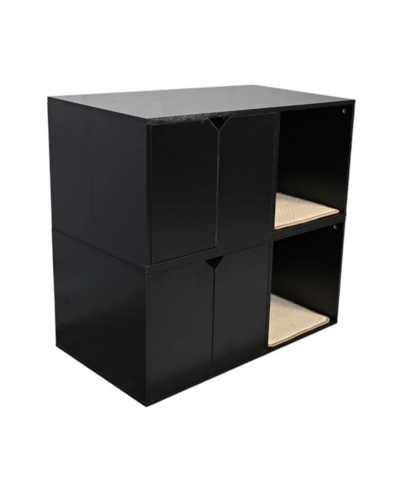 Streamdale Furniture Black Cat Litter Box Enclosure Furniture with Scratch Pad