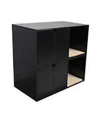 Streamdale Furniture Black Cat Litter Box Enclosure Furniture with Scratch Pad