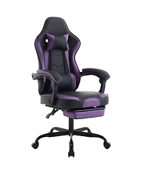Streamdale Furniture Gaming Chair with Footrest & Massage - Black/Purple