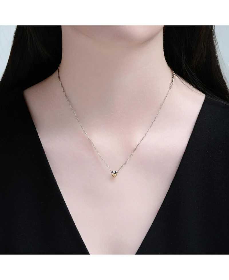 Rachel Glauber Two-Tone Sleek Heart Pendant Necklace