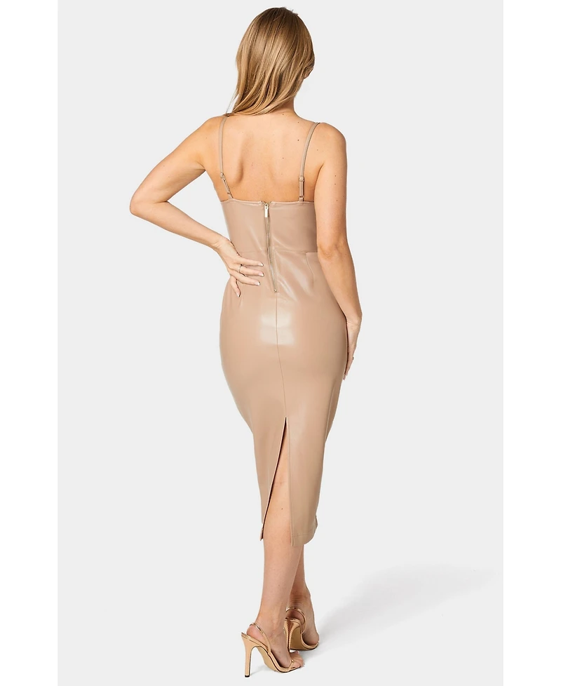 Bebe Women's Laux Leather Bustier Midi Dress