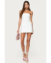 Edikted Women's Textured Flowers Strapless Mini Dress