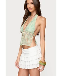 Edikted Women's Lace Split Front Backless Top