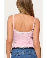 Edikted Womens Gabrietta Lacey Tank Top