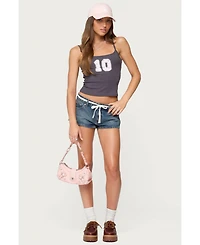 Edikted Womens 10 Floral Lacey Patch Tank Top