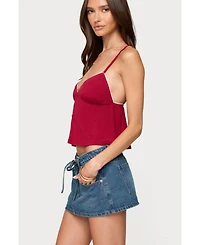 Edikted Womens Kellyn Button Contrast Babydoll Top