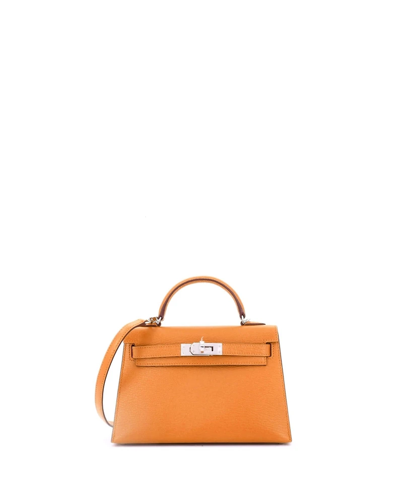 Pre-Owned Hermes Kelly 20 Handbag Verso Chevre Mysore with Palladium Hardware