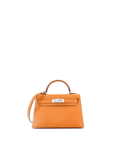 Pre-Owned Hermes Kelly 20 Handbag Verso Chevre Mysore with Palladium Hardware