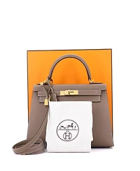 Pre-Owned Hermes Kelly 28 Handbag Grey Epsom with Gold Hardware