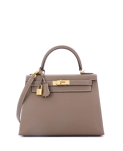 Pre-Owned Hermes Kelly 28 Handbag Grey Epsom with Gold Hardware