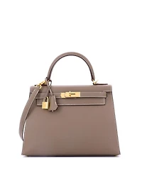 Pre-Owned Hermes Kelly 28 Handbag Grey Epsom with Gold Hardware
