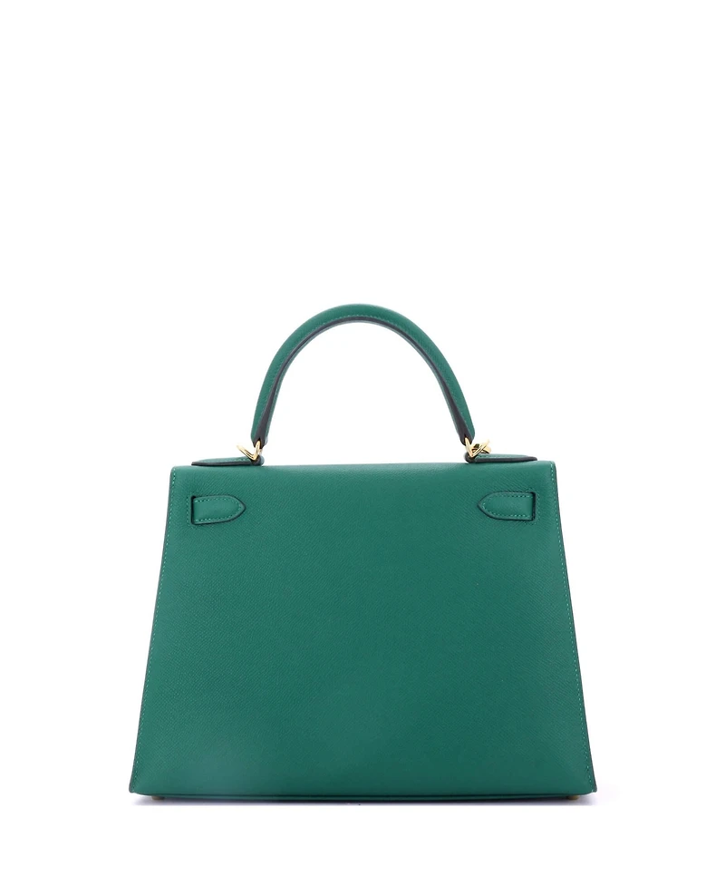 Pre-Owned Hermes Kelly 28 Handbag Green Epsom with Gold Hardware