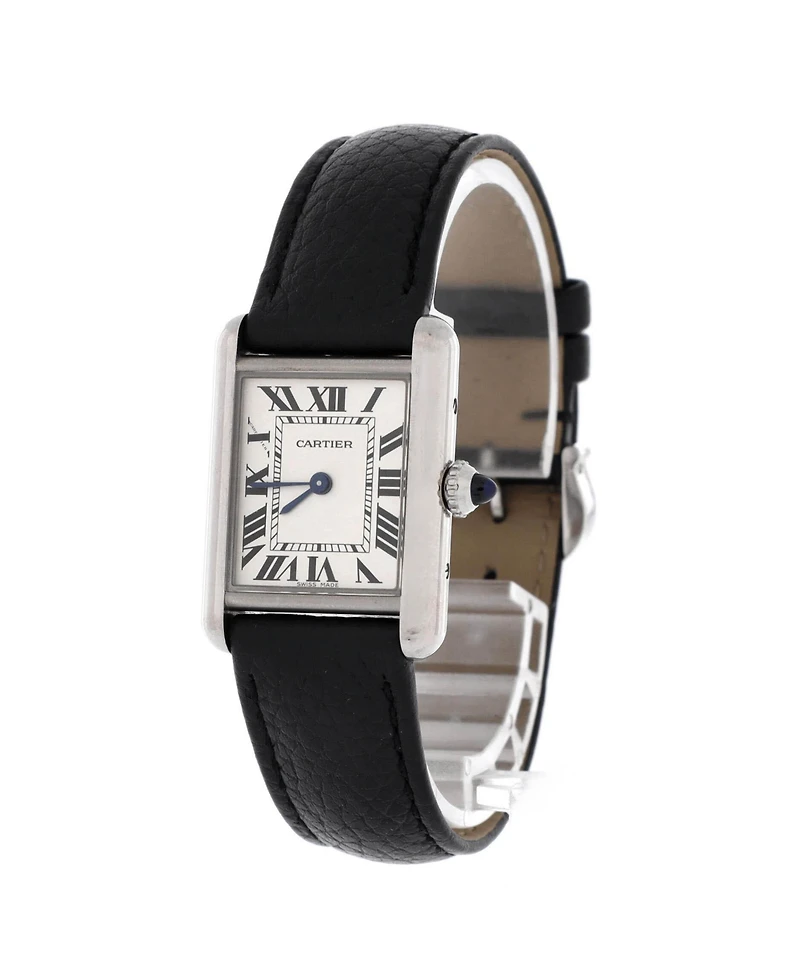Pre-Owned Cartier Must de Cartier Tank Quartz Watch in Stainless Steel and Leather 22mm