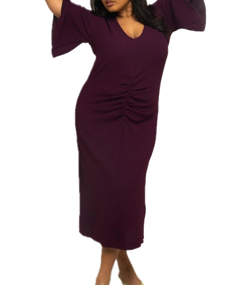Fashion-szn Curve Women's Flutter Sleeve Midi Dress