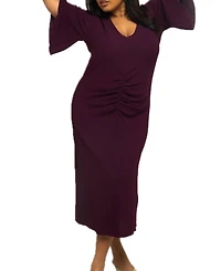 Fashion-szn Curve Women's Flutter Sleeve Midi Dress