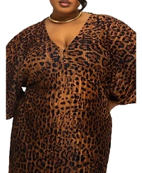 Fashion-szn Curve Women's Leopard Print Midi Dress