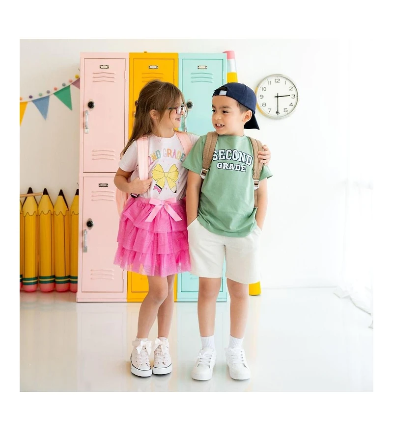 Sweet Wink Toddler Girls Second Grade Pencil Bow Short Sleeve T-Shirt